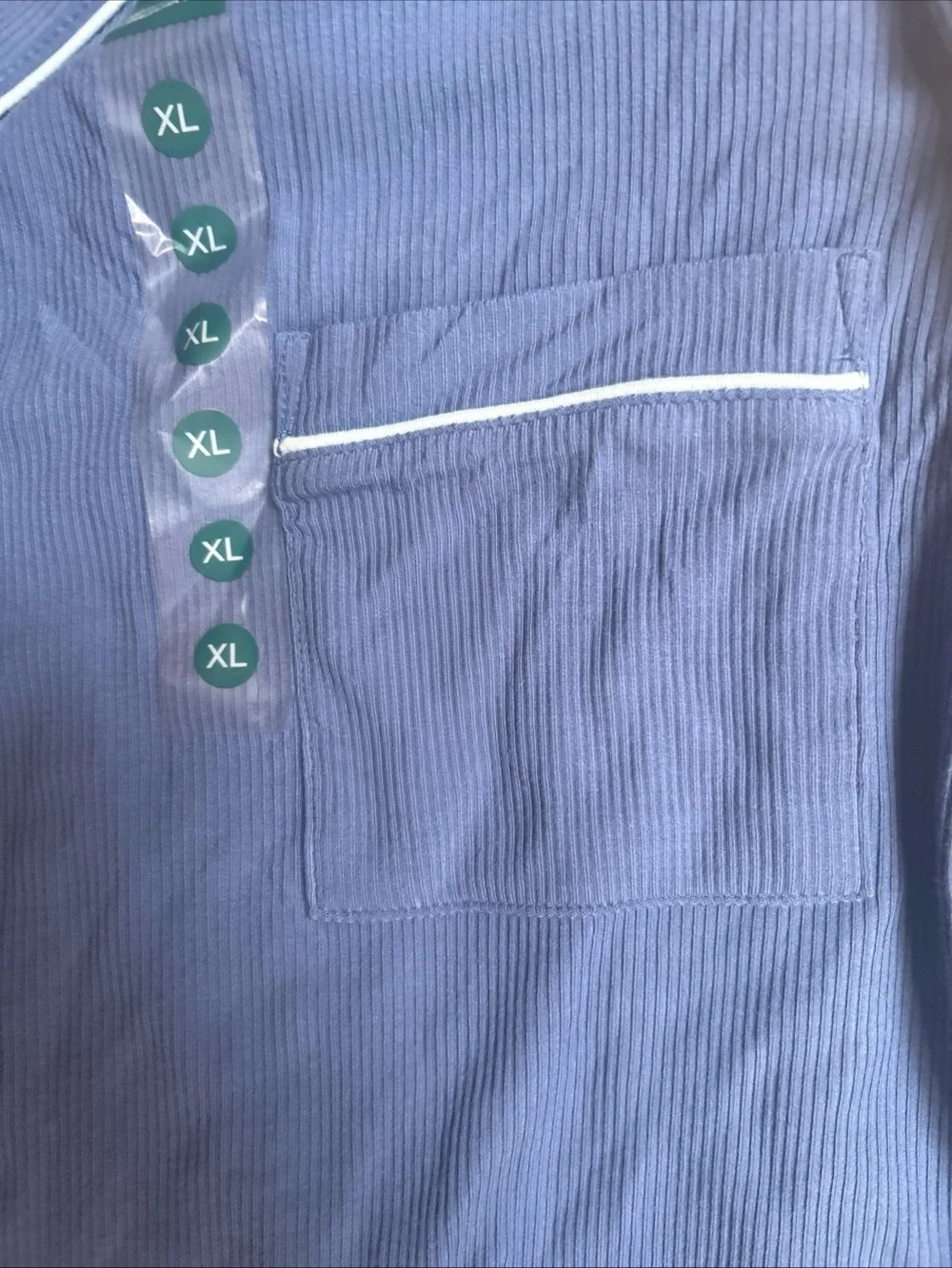 State of Day Ribbed Notched-Collar Button Down Periwinkle Blue PJ’s Set Size XL